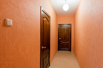 standard room interior apartment. room doors, renovation corridor lobby entrance hall