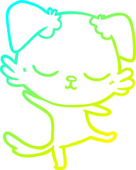 cold gradient line drawing of a cute cartoon dog