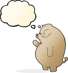 cartoon fat pig with thought bubble