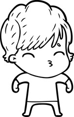 cartoon woman thinking