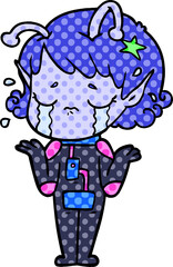 cartoon crying alien girl