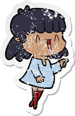 distressed sticker of a cartoon woman