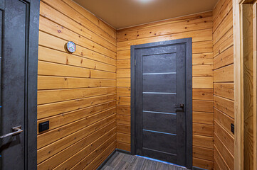 standard room interior apartment. room doors, renovation corridor lobby entrance hall