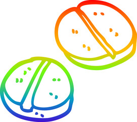rainbow gradient line drawing of a cartoon tablets