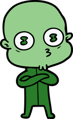 cartoon weird bald spaceman