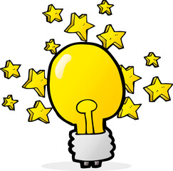 cartoon shining light bulb