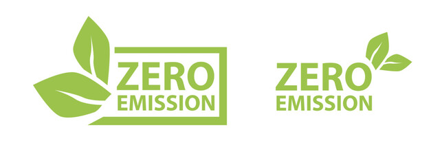 Zero Emission. Net zero label stamp design leaves Zero Emission carbon eco stamp symbol Vector