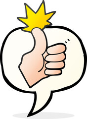 freehand drawn speech bubble cartoon thumbs up