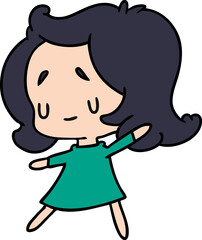 cartoon illustration of a cute kawaii girl