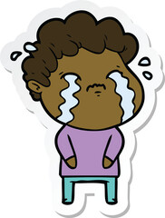 sticker of a cartoon man crying
