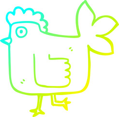 cold gradient line drawing of a cartoon chicken