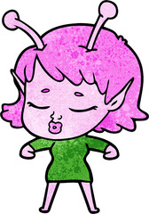 cute alien girl cartoon