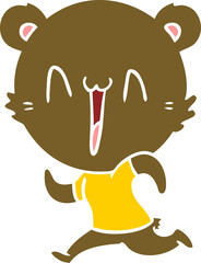 running bear flat color style cartoon