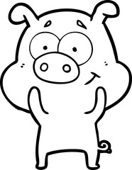 happy cartoon pig