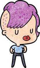 cartoon girl with punk hipster haircut
