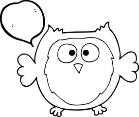 freehand drawn speech bubble cartoon owl