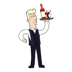 freehand drawn cartoon waiter