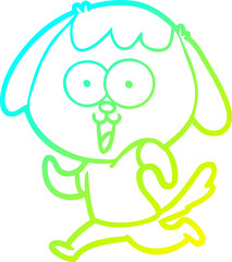 cold gradient line drawing of a cute cartoon dog