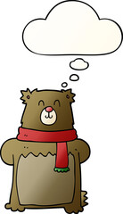 cartoon bear with thought bubble in smooth gradient style