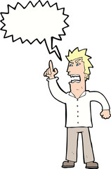 cartoon angry man making point with speech bubble