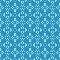 Blue and white watercolor ornament painted with watercolor on paper.