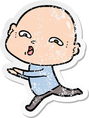Obraz premium distressed sticker of a cartoon nervous man