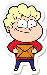 sticker of a cartoon happy man