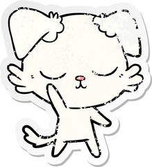 distressed sticker of a cute cartoon dog