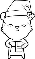 happy cartoon bear with gift