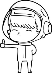 cartoon curious astronaut giving thumbs up