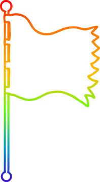 recommend clip art: rainbow gradient line drawing of a cartoon waving flag
