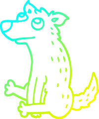 cold gradient line drawing of a cartoon dog sitting