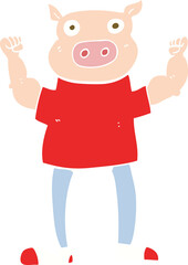 flat color illustration of pig man