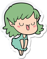 sticker of a cartoon elf girl