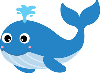 cute whale cartoon, sea animal