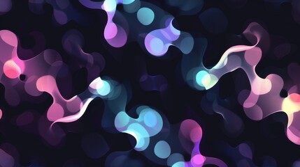abstract pattern of colorful shapes of various sizes on a black background - obrazy, fototapety, plakaty