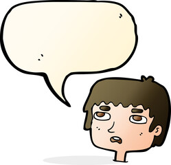 cartoon unhappy face with speech bubble