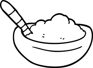 line drawing cartoon bowl of polenta