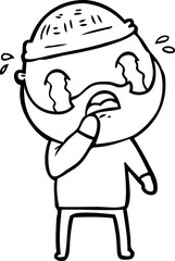 cartoon bearded man crying