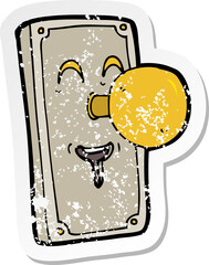 retro distressed sticker of a cartoon door knob