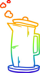 rainbow gradient line drawing of a old style kettle
