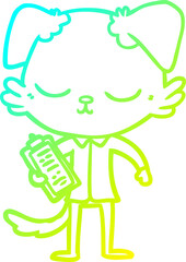cold gradient line drawing of a cute cartoon dog