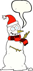 freehand drawn comic book speech bubble cartoon snowman