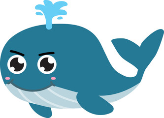 cute whale cartoon, sea animal