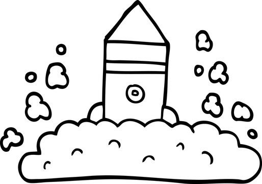 recommend clip art: line drawing cartoon rocket launch