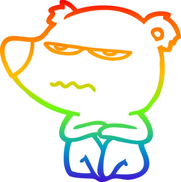 recommend clip art: rainbow gradient line drawing of a angry bear cartoon