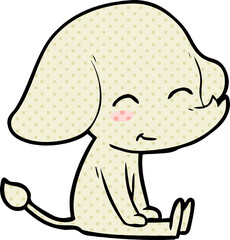 cute cartoon elephant sitting