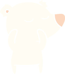happy flat color style cartoon polar bear