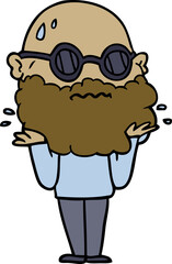 cartoon worried man with beard and sunglasses