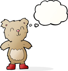 cartoon teddy bear with thought bubble